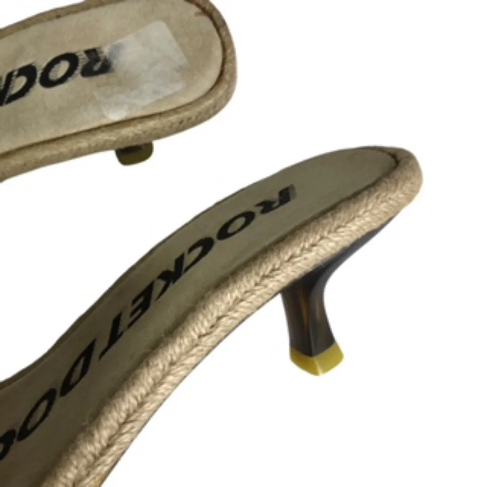 NWOT Rocketdog Sandals Black Fabric with Rope Trim 2" Heel Size 8 - Picture 3 of 6